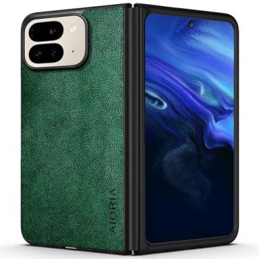 Imagem de Capa dobrável para Google Pixel 10 Pro, capa de telefone de couro premium design retrô capa protetora completa 5G (verde, para Pixel 10 Pro Fold)