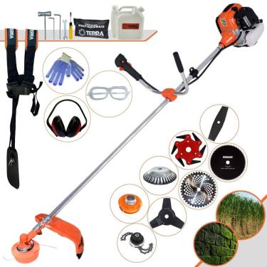 Imagem de Roçadeira Profissional Completa Terra GR520XP À Gasolina Motor 2T 52cc 2,5HP de Potência Alta Rotação Com Carretel + Kit 7 Opções de Cortes + EPI