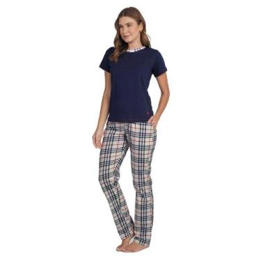 Imagem de Pijama Feminino Malha Xadrez m/Curta - 255172 - Lilly  By Podiun Sleep