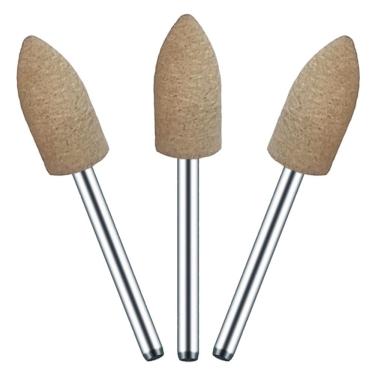 Imagem de Kit 3 Ponta Montada 8Mm Couro Vaca Haste 3Mm Para Polimento