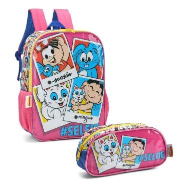 Imagem de Kit Mochila Turma Da Monica Infantil Costas Estojo Escolar