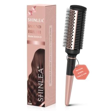 Imagem de SHINLEA Escova redonda de cerâmica para soprar, escova redonda recentemente atualizada para secagem com ranhuras de distribuição e cerdas de nylon, escovas de cabelo sem emaranhados para mulheres