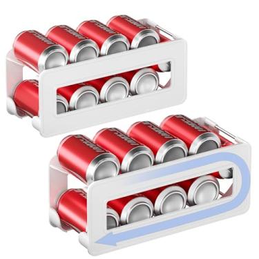 Imagem de DEYILIAN Pacote com 2 organizadores de latas de refrigerante, dispensador de latas para refrigerador, suporte de lata para armário de despensa, branco