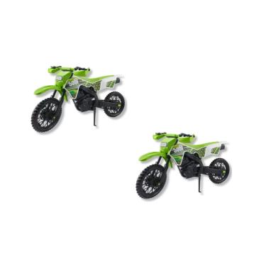 Imagem de Kit 2 MotoCross Brinquedo Grande Realista Trilha Verde