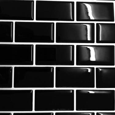 Imagem de Pastilha Adesiva Tijolinho Preto - Kit com 4 Placas Adesivas 3M - no-b