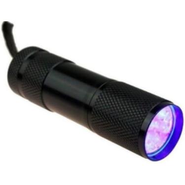 Imagem de Lanterna 9 Leds UV Luz Negra Ultra Violeta de Aluminio Preto. Caça Escorpiao, Detecta Nota Falsa e cartão, caça vazamento, vidro quebrado, seca esmalte, tinta e cola, Camping, Carrega Slime