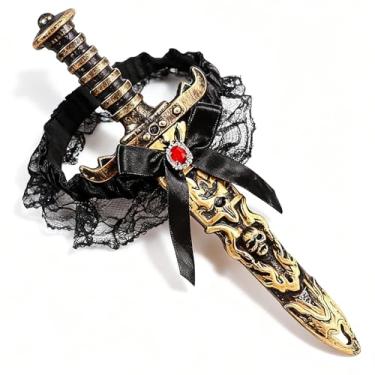 Imagem de Stacknovo 2 peças de acessórios de adaga de pirata para mulheres - acessórios de espada de pirata para mulheres sensuais - acessórios de fantasia de vestido de pirata coldre de coxa (retrô)