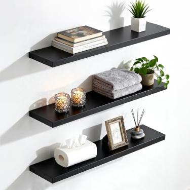 Imagem de JAMBALAY Prateleiras flutuantes para parede, prateleiras de madeira rústica montadas na parede de 41 cm para banheiro, sala de estar, quarto, cozinha. Prateleira suspensa para livros/armazenamento