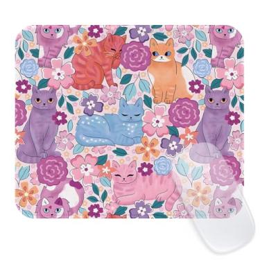 Imagem de Seorsok Tapete de mouse roxo e floral florescendo, mouse pads texturizados premium para laptop de escritório, tapetes de mouse quadrados laváveis fofos com bordas costuradas estendidas base de