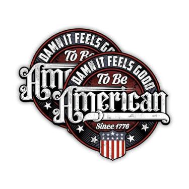 Imagem de eDesign Adesivo de vinil Damn It Feels Good to Be American – 10 cm – Patriotic Since 1776 USA Flag Sticker for Car Truck SUV Van Window Bumper Laptop Tumbler and Any Smooth Surface 2-Pack
