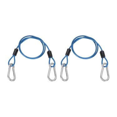 Imagem de PATIKIL Cabo de aço de segurança de 50 cm com gancho de pressão, 2 peças de corda de fio flexível de laço duplo revestido de PVC, corrente de segurança para bagagem de viagem ao ar livre, azul claro