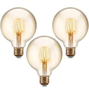 Imagem de Kit 3 Lâmpada Filamento LED G95 Decorativa Retrô Vintage Âmbar Bivolt 