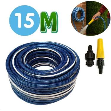 Imagem de Mangueira 15m Azul antitorção P/ Jardim quintal E Uso Doméstico Casa -