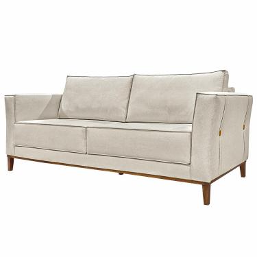 Imagem de Sofá Decorativo 2 Lugares 190cm Pés em Madeira Tarantino Linho Off White Rústico - Gran Belo