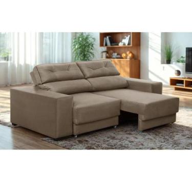 Imagem de Sofá retrátil e reclinável 3 lugares Roma Suede - Mirra Decor, Cappucc