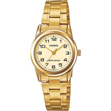Imagem de Relógio Casio Feminino Ref:Ltp-V001g-9budf Clássico Dourado