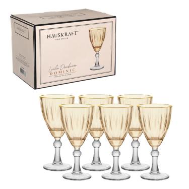 Imagem de Taça Água e Vinho Dominic Hauskraft Âmbar Borda Dourada 275 ml 6 Peças