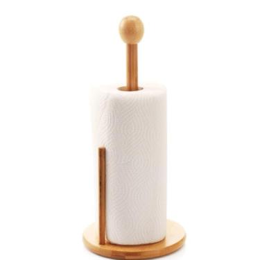 Imagem de Suporte De Mesa Porta Papel Toalha Madeira Bambu 32 cm Fato
