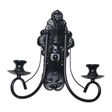 Imagem de Ｂｅｓｇａ Castiçal de Metal, Candelabro, Suporte Duplo, Suporte de Vela Artístico para Velas Cônicas para Sala de Jantar, Festa, Decoração de Mesa, Preto, Tamanho real