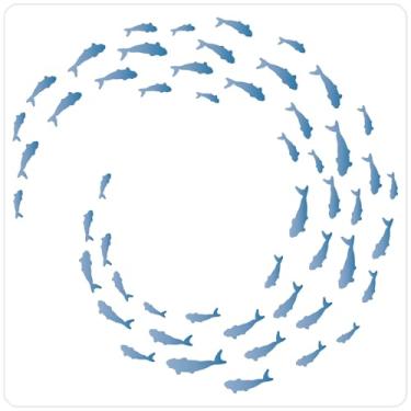 Imagem de GORGECRAFT Estêncil Escola de Peixes 11,8 x 11,8 polegadas Grande PET Plástico Reutilizável Verão Oceano Mar Animal Peixes Modelo de Estêncil para Pintura com Pincel Madeira Tecido Parede Tela Móveis