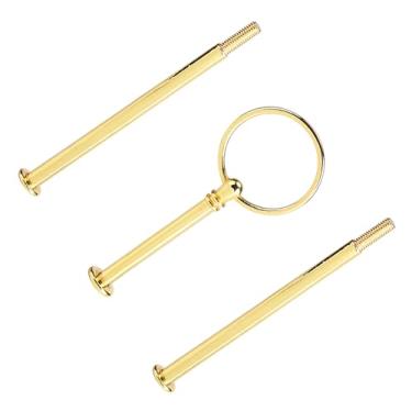 Imagem de Xixian Alça de Suporte para Placa de Bolo Crown, Multifuncional de 3 Camadas, Linda Bandeja de Frutas Com Acessórios, Armazenamento Compacto, para Festa de (Ouro redondo de três camadas)