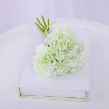 Imagem de Buquê de flores artificiais de peônia de seda, decoração para casamento, sala de estar, rosas, flores falsas, arranjo artesanal faça você mesmo (verde)