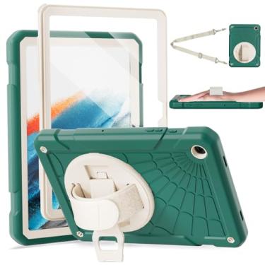Imagem de Stweap Capa para Samsung Galaxy Tab A9+ 11 polegadas 2023 (SM-X210/X216/X218), protetor de tela integrado com alça de mão e suporte + alça de ombro para tablet Galaxy A9 Plus (verde esmeralda +