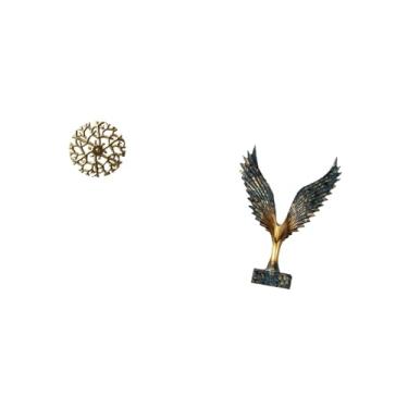 Imagem de Fenteer Escultura de Parede de Metal, Estátua de Asa Aberta em Resina, Placa 3D, Pingentes Pendurados, Ornamento de Feng Shui, Arte Decorativa Rústica E Cênic