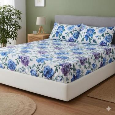 Imagem de Jogo de Lençol Casal Queen 3 pçs Micropercal 400 Fios Estampas Sortida