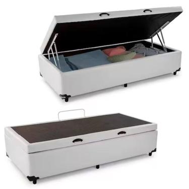 Imagem de Base Cama Box Bau Solteiro Branco Sintetico Premium 47x88x188 - Santo Box FR