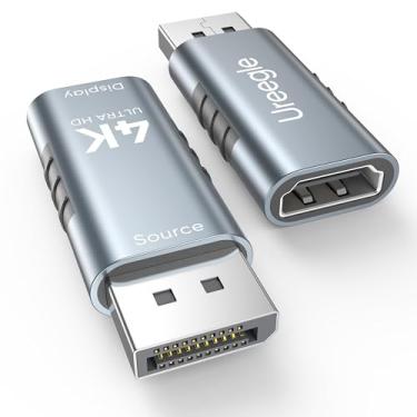 Imagem de Adaptador DisplayPort 4K para HDMI, conversor DP para HDMI banhado a ouro, compatível com PC, laptop, monitor, TV, projetor, GPU NVIDIA/AMD, desktop Dell/HP (4K@30HZ, 2 unidades)