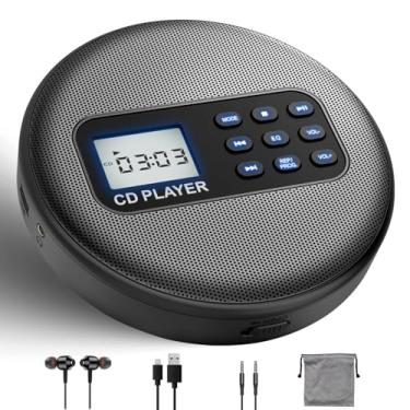 Imagem de Tangxi Leitor de CD Portátil Bluetooth, Leitor de CD de Mesa Recarregável Com Alto-falantes Duplos e Fones de Ouvido de 3,5 Mm, Com Display LCD para Carro e Casa