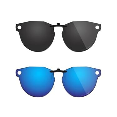 Imagem de Fiskr Óculos de sol polarizados Clip-On para Oakley Meta HSTN O8002 51 mm - Proteção UV - Ajuste universal para homens e mulheres - Preto clássico e azul gelo