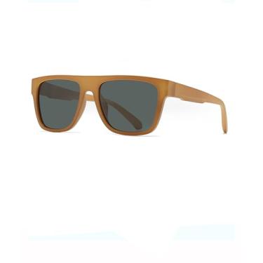 Imagem de Óculos de sol feminino masculino polarizado quadrado moderno óculos de sol leves SY6075, Armação marrom | Lente verde, Normal
