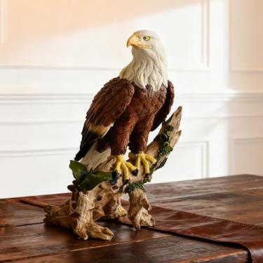 Imagem de DESHINTKE Estátua de resina de águia simulada, escultura de águia colorida, decoração moderna de estatueta de escritório em casa