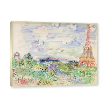 Imagem de Moldura de champanhe. Impressões Raoul Dufy, (A Torre Eiffel), pôster de viagem vintage, arte impressionista, imagem de arte de parede em tela para decoração de casa. 60 x 80 cm - 23,7 x 31,5 pol
