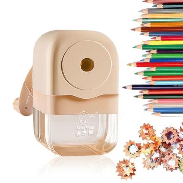 Imagem de Apontador de lápis manual – Manivela de mão com ponta ajustável e banheira para lápis padrão e de cor, bege