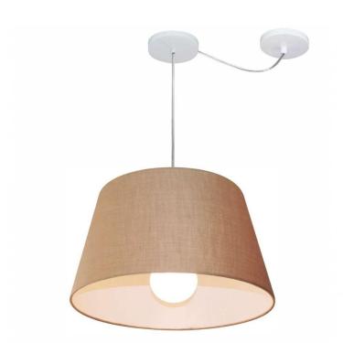 Imagem de Lustre Pendente Cone Com Desvio De Centro Vivare Md-4273 Cúpula Em Tecido 30x40cm - Bivolt Palha 127/220v