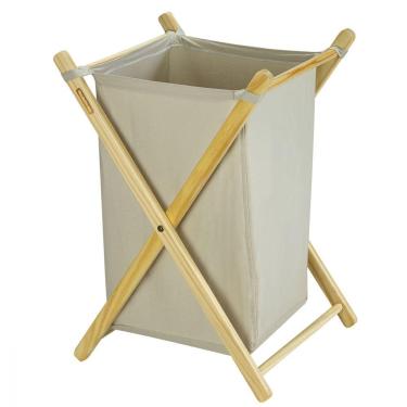 Imagem de Cesto Tramontina Multiuso 42 Litros Bege Madeira e Tecido