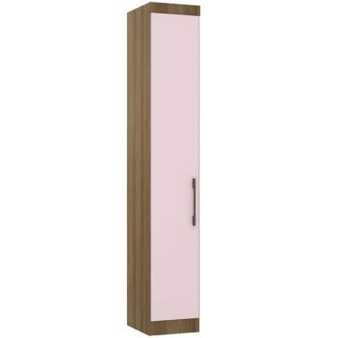 Imagem de Guarda Roupa Modulado 38cm 1 Porta Paris Luciane Móveis Avelã Pf Com Rosa Pf