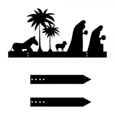 Imagem de Bothyi Placa de jardim com silhueta de presépio, decoração de jardim de Natal, presente versátil, placa de para de férias, festival de Natal, pátio, Style C