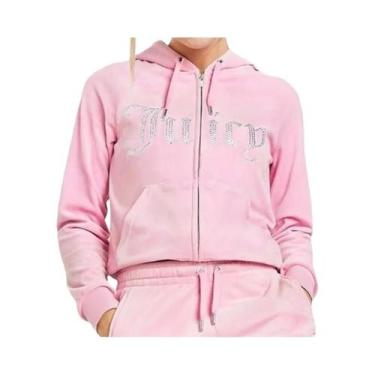 Imagem de Moletom Super Grande Com Estampa De Letras E Zíper Rosa Y2K Para Mulhe