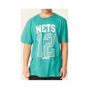 Imagem de Camiseta Básica Masculina Estampada Brooklyn Nets Verde Mescla N543A - NBA Camiseta Básica Masculina Estampada Brooklyn Nets Verde Mescla Tam GG - NBA