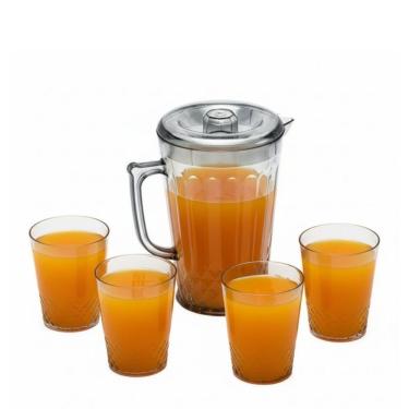 Imagem de Kit Jarra Com 4 Copos Conjunto Acrílico água E Suco