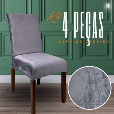 Imagem de Kit 4 Capas de Cadeira Linha Premium Suede - Cinza - OK Darling