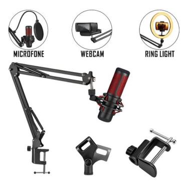 Imagem de Braço Articulado Para Microfone Com Suporte De Mesa - XILA, Preto