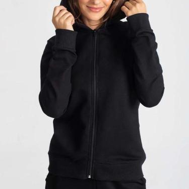 Imagem de Blusa Casaco Moletom Feminino Canguru Com Fechamento Zíper Cor:;Tamanho:G;Gênero:Feminino-Feminino