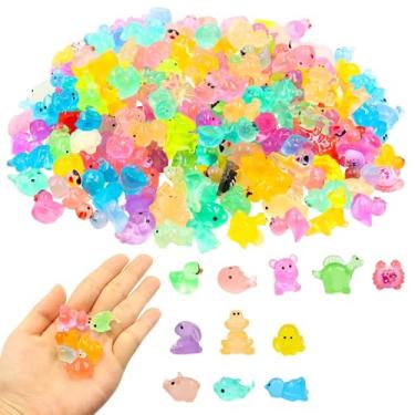 Imagem de Yitexin 200 peças luminosas mini animais de resina, miniaturas que brilham no escuro, pacote variado, pequenos animais a granel para esconder para festa no jardim, micro paisagem aquário (estilo