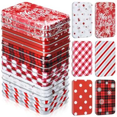 Imagem de Zhengmy Pacote com 18 porta-cartões de presente de Natal, caixas de cartão de presente de lata, porta-caixas de metal de Natal com tampas para guardar meias de Natal, lembrancinhas de festa (elegante)