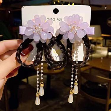 Imagem de Sweet Retro Estilo Antigo Grampo de Cabelo Laço Grampo de Cabelo Bico de Pato Han Acessórios de Roupas Flor de Resina (K)